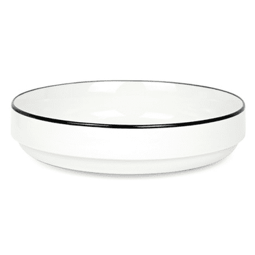 Mainstays Black Rim Stoneware Solid Pattern Round Meal Bowl