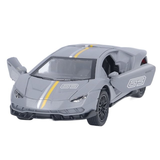 Metal Sports Car Model, Alloy Sports Car 1:32 Durable Beautiful Pull Back Vivid For School Gray