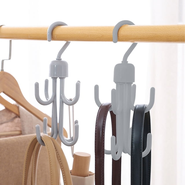 A Double Layer Rotating Hook Multi Functional Bag Scarf Hanger Home Wardrobe Tie Rack Scarf Belt Storage Rack