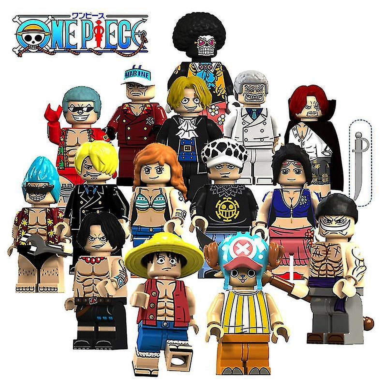 15pcs One Piece Luffy, Jobana Mesabo Robin Shanksbrook Assembled Building Block Minifigure Toy