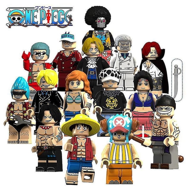 Ensemble de 15 Pcs One Piece Luffy, Jobana Mesabo Robin Shanksbrook, Minifigurines de Blocs de Construction Assemblées, Comprenant 15 mini Figurines Inspirées de Personnages Populaires. Chaque Figurine Est Fabriquée en Plastique ABS Non Toxique, Mesurant Environ 4,5 cm (1,8 Pouces) de Hauteur. l'Ensemble Est compatible avec les Grandes Marques de Blocs de Construction et n'Inclut Pas d'Instructions, le Rendant Facile et Amusant à Assembler. Convient comme Cadeau pour Enfants, Garçons et Filles.