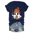 thumbnail image 3 of T-shirt Graphique à Manches Courtes d'Halloween pour Femmes Col Rond Décontracté pour Tenue de Fête d'Été avec Jeans, 3 of 4