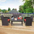 thumbnail image 4 of Patiojoy Ensemble de Meubles de Patio Extérieur 8 Pcs Canapés en Rotin Résistants aux Intempéries avec Coussin Doux Rouge, 4 of 8