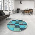 thumbnail image 4 of Ahgly Company Tapis Rond Lavable en Machine Intérieur Transitionnel Turquoise Vert, 6 Pieds Rond, 4 of 7