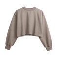 thumbnail image 4 of Yuyuzo Sweatshirts Courts pour Femmes Manches Longues Couleur Unie Col Rond Ample Décontracté Automne Pull Tops, 4 of 6