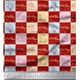 thumbnail image 1 of Soimoi Rouge Moss Tissu Georgette Texte & Imprimé Animal Chat Tissu au Mètre 42 Pouces de Large, 1 of 1