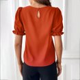 thumbnail image 4 of Besolor Summer Tunic Tops for Women Crew Neck Ruffle Short Sleevr Shirts Casual Solid Color Ladies Going out Tees, 4 of 4