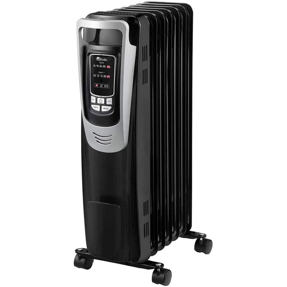Senville Electric 1500W Oil Filled Radiator Heater, Safety Protection, Digital LED, 3 Heat Settings, 5 Temperature Settings, For Home or Office Use