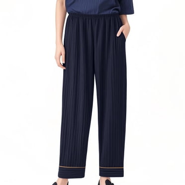 biudgviw Women's Plus Size Pajama Pants Soft Comfy Elastic High Waisted Wide Leg Sleep Lounge Pants Cozy Pj Bottoms