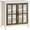 White, variant on HOMCOM Kitchen Sideboard with Glass Doors Buffet Cabinet Accent Cabinet