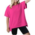 thumbnail image 1 of Plebaso T-shirts Surdimensionnés pour Garçons Filles Manches Courtes Décontractés T-Shirts Unis Enfants Col Rond Hauts Légers, 1 of 5