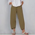 thumbnail image 2 of Timegard Plus Size Pants for Women Elastic Waist Solid Color Comfy Fall Casual Crop Pants with Pockets, 2 of 5