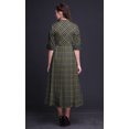 thumbnail image 3 of Bimba Check Printed Womens Roll Up Sleeves Dress Mandarin Collar Button Down Shirt-Medium, 3 of 5
