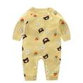 thumbnail image 1 of WEIYLL Jumpsuits for Girls Button Long Sleeve Overall Cartoon Cute Warm Spring Autumn Light Yellow Toddler Overalls for 12-18 Months, 1 of 2