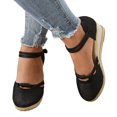 thumbnail image 1 of Kcodviy Women Buckle Sandals Platform Closed Toe Sandals for Women Wedge Sandals Versatile Braided Tie Up Sandals for Women Buckle Breathable Wedge Sandals, 1 of 8