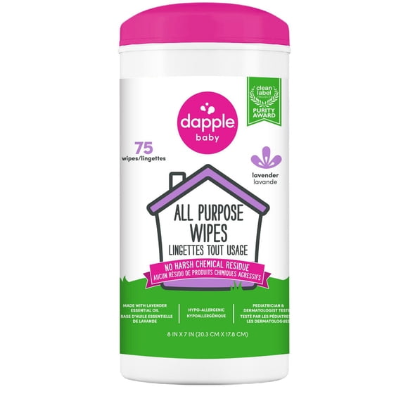 Dapple® Lingettes nettoyantes tout usage, lavande, 75ct