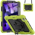 thumbnail image 2 of XYX For iPad Air 5th/4th Generation 10.9 inch 2022/2020 Case, 360 Rotating Shockproof Cover with Stand, Screen Protector, Shoulder Strap, Lime, 2 of 7