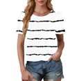 thumbnail image 4 of BVOFAR Chemises à Oeillets à Rayures pour Femmes 2025 Été Blouses à Col Rond Mode T-Shirts à Manches Courtes Chic Décontracté Hauts Coupe Ample, 4 of 7