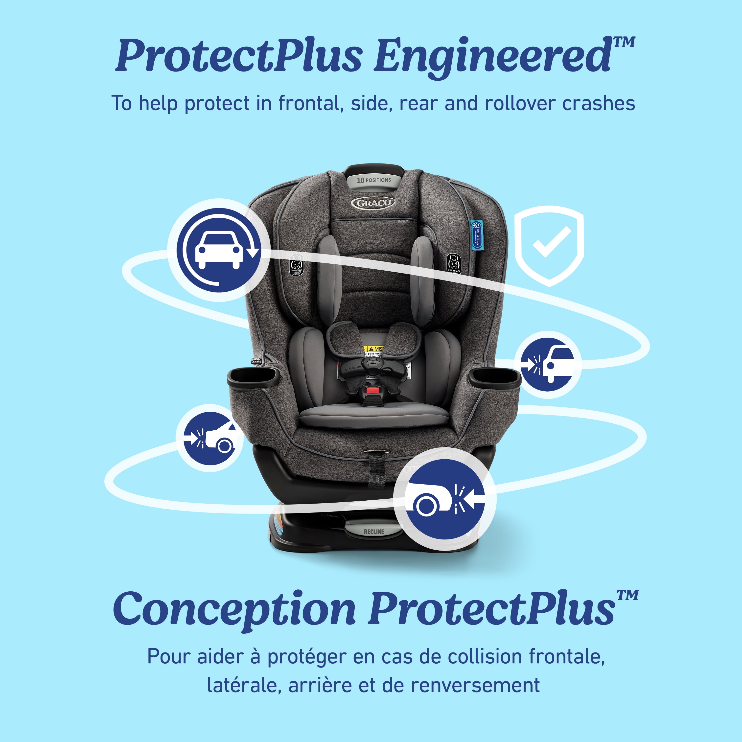 Graco Extend2Fit Siège d'Auto Convertible, Siège d'Auto pour Bébé 2-en-1 Orienté vers l'Avant & vers l'Arrière, 1.8-30 kg (4-65 lb), Talia