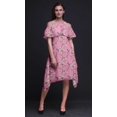 thumbnail image 3 of Bimba Robe Midi à Manches Flottantes Imprimé Oiseau Rose Épaules Dénudées Femme - TTTG, 3 of 6