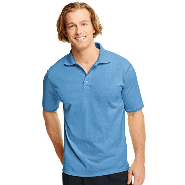 Hanes Polo FreshIQ X-Temp pour Hommes, 2TG, Bleu Néon Chiné