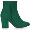 thumbnail image 3 of BLISSFUL STEP Bottines à Talon Bloc à Bout Rond pour Femmes avec Fermeture Éclair Latérale Vert Émeraude 6, 3 of 6