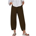 thumbnail image 2 of RXIRUCGD Women's Summer Comfortable Loose Wide Legged Fashion Solid Color Capris, Brown, Size: 3XL, 2 of 5