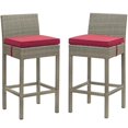 thumbnail image 2 of Modway Wicker of 2 Conduit Outdoor Patio Furniture Bar Stool, Light Gray, 2 of 6