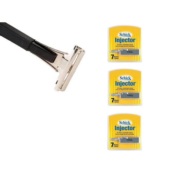 Shave Classic Manche de Rasoir à un Seul Bord avec Lames de Recharge pour Injecteur Schick 7 Unités (Lot de 3)