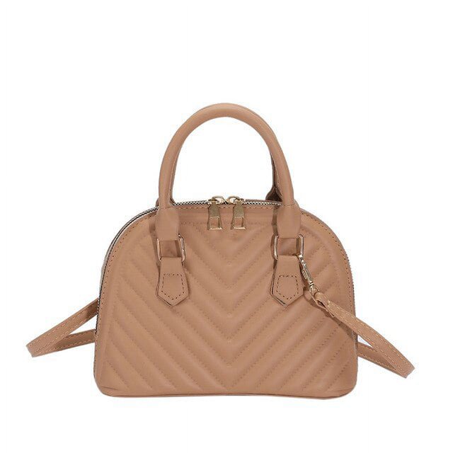 LinYooLi Fashion Shell Shoulder Bag Striped Pu Leather Handbags Crossbody Bags For Women Small Tote Top Handle Bag