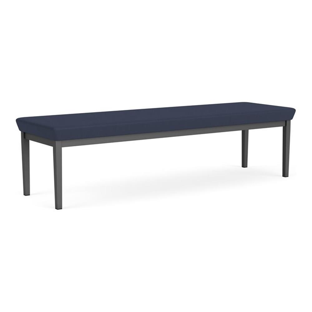 Lenox Steel Reception Waiting Room 3-Seat Bench / Charcoal Steel / Blue