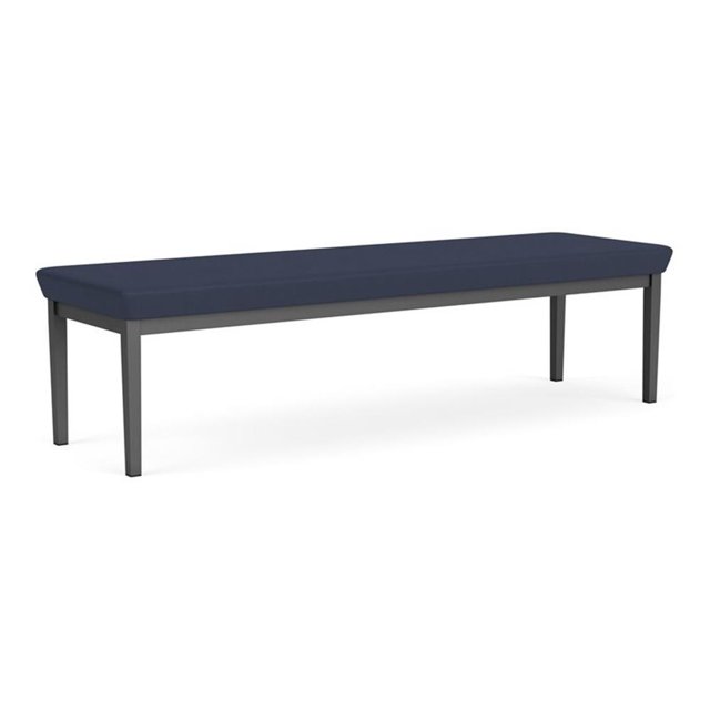 Lenox Steel Reception Waiting Room 3-Seat Bench / Charcoal Steel / Blue
