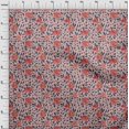 thumbnail image 4 of oneOone Tissu en Coton Cambric Rouge Floral Rétro Matériel de Couture Imprimé Tissu au Mètre 56 Pouces de Large, 4 of 5