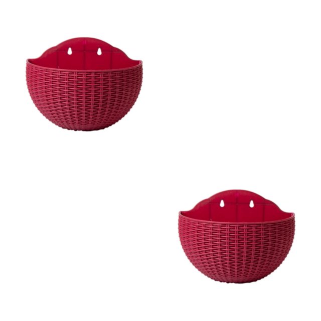 Youkk Easy To Install Double-layer Plastic Flowerpot For Walls Drainage Flower Pot Claret 2Set