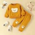thumbnail image 1 of Tenues 2 Pcs pour Filles Hiver Ours Brodé Manches Longues Col Rond Chandail Pantalon Ensemble 2 Pcs en Liquidation, 1 of 9