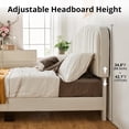 thumbnail image 3 of Full Size Upholstered Velvet Bed Frame – Adjustable Headboard, Wood Slat Support, No Box Spring Needed (White), 3 of 5