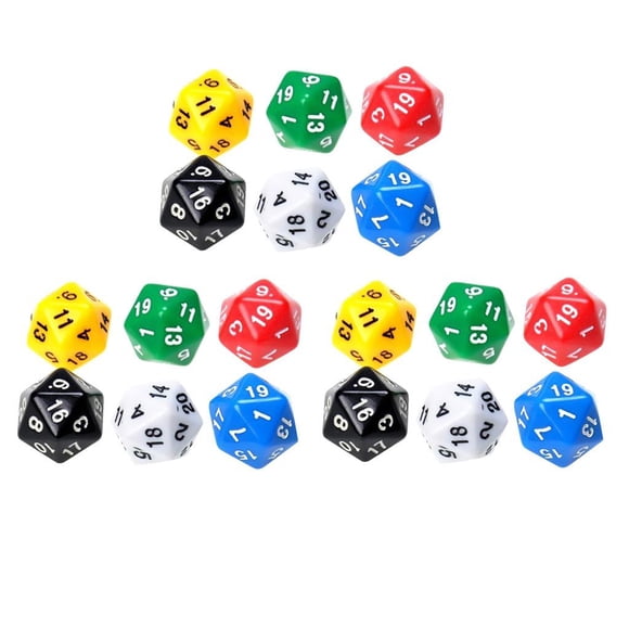 KLKCMS Lahomia 18Pcs D20 Permainan Dua Puluh Mati untuk Rpg Enam Warna
