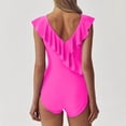 thumbnail image 3 of KIHOUT Women's Tummy Control Swimsuits Slimming Ruffled Collar One Piece Bathing Suit V Neck Swimwear for Beach Pool Party, 3 of 5