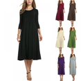 thumbnail image 3 of Robe Longue Midi Évasée à Manches 3/4 pour Femmes, 3 of 5