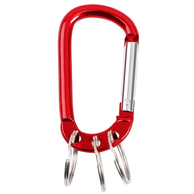 Unique Bargains Burgundy Aluminum Carabiner Clip Hook w 3 Split Key Ring Chain
