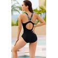 thumbnail image 4 of Charmo Women's Sports One Piece Swimsuit Racerback Boyleg Swimwear, 4 of 7