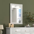 thumbnail image 4 of Costway 24" x 36" Rustic Decorative Wall Mirror with Solid Wood Frame Beads for Living Room White, 4 of 10