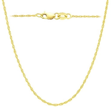 Collier Chaîne Corde en Or Jaune 14k, 1,1 mm, 18 Pouces