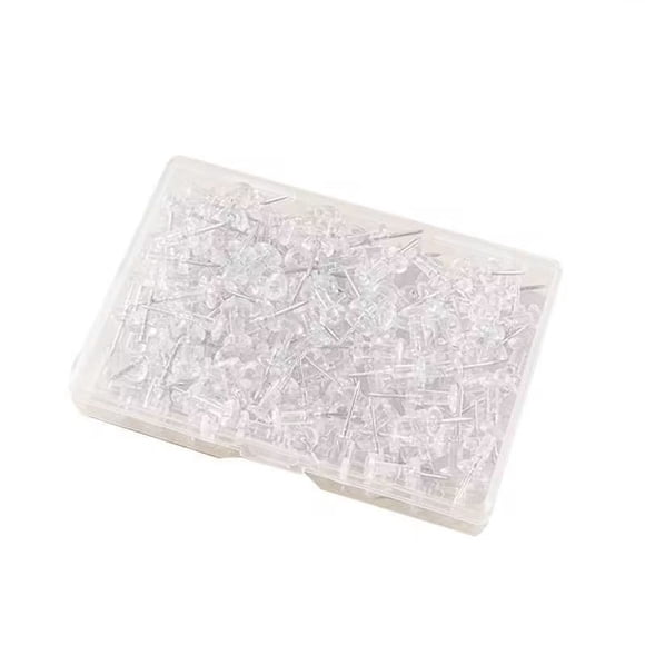 100 Pcs Transparent Plastic Head Push Pins, Steel Point Standard Thumb Tacks, Decorative Pin Fasteners for Bulletin Boards, Corkboards, Maps, Calendars, Photos Office and Home Display,Clear