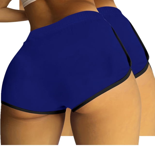 Kyusrd 2 Pcs Shorts pour Femmes Course avec Poches Taille Haute Shorts de Sport pour Femmes avec Doublure