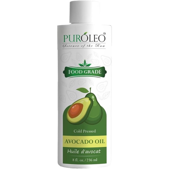 PUROLEO Huile d'Avocat Vierge 8 fl oz / 236 ml – Huile d'Amande de Qualité Alimentaire / Pressée à Froid pour la Cuisson, les Salades et l'Usage Quotidien en Cuisine / Emballée au Canada