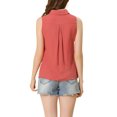 thumbnail image 3 of INSPIRE CHIC Chemise Sans Manches à Col Pointu à Simple Boutonnage pour Femme TP Rose Foncé, 3 of 8