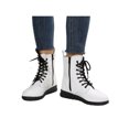 thumbnail image 1 of Woobling Womens Comfortable Ankle Boots Work Lace Up Boot Slip Resistant Leather Booties White 4.5, 1 of 9