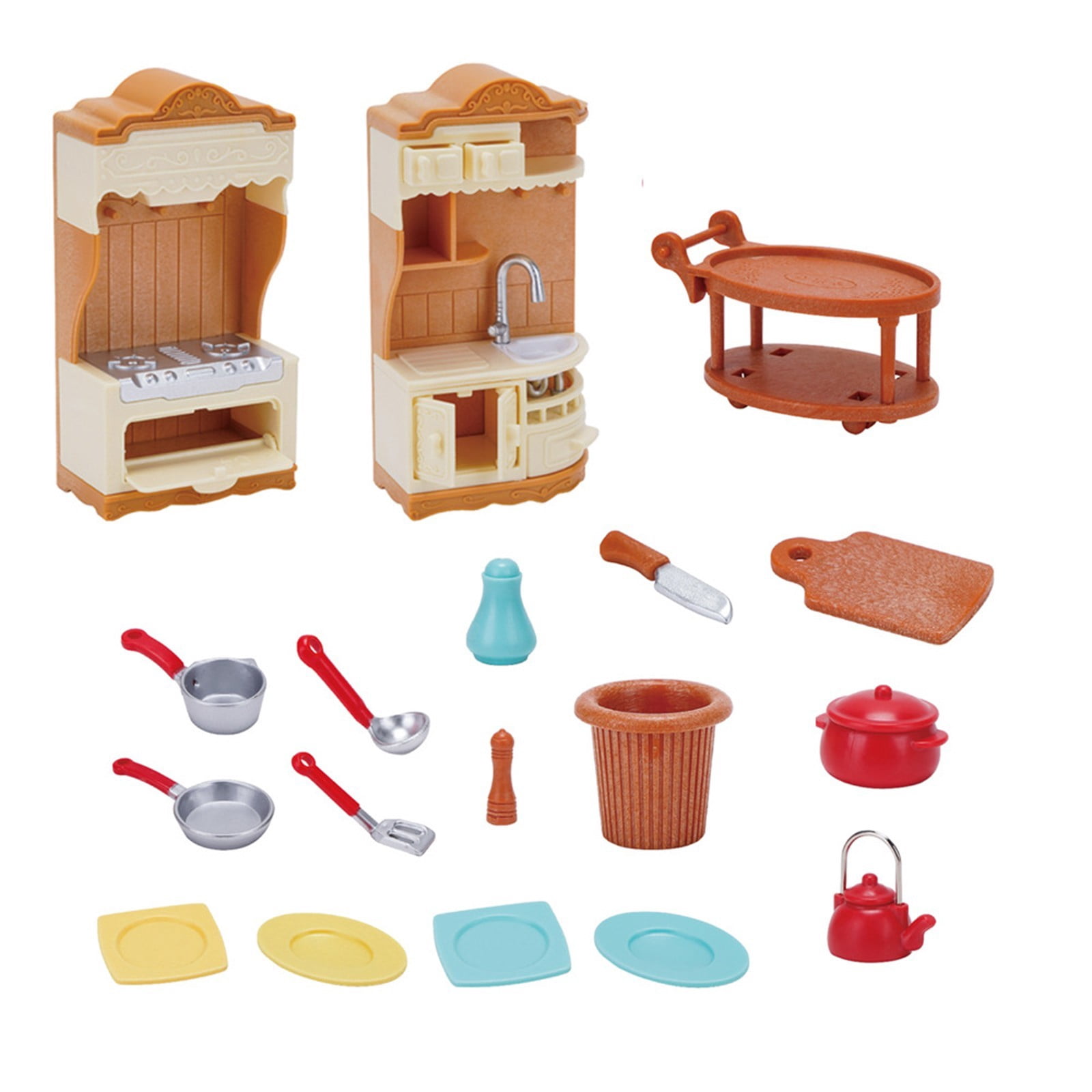 IROINID Pretend Play Toys,Pretend Play Sets,Christmas Pretend Play Toys for Girls,Education Toys,Monsori Toys,Mini Doll House Kitchen Cabinet Set Baby Family Toy Set Doll House Toy Plastic Set
