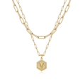 thumbnail image 1 of Colliers à Initiale Superposés pour Femmes, Collier Chaîne Trombone Simple Mignon Pendentif Lettre Hexagone Collier Ras-du-Cou à Initiale Colliers Superposés Dorés pour Femmes, VGold, 1 of 5